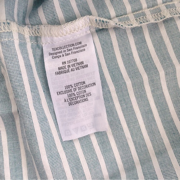 Tea Collection Blue White Stripes Embroidered Floral Dress Size 4 - Picture 6 of 7